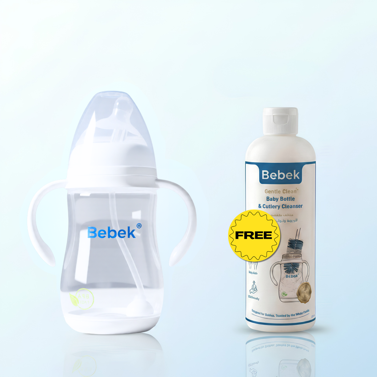 Bebek® Natural Feeling Anti-Colic Baby Bottle + Gift (Bebek Gentle Clean Bottle & Cutlery Cleanser (500ML))