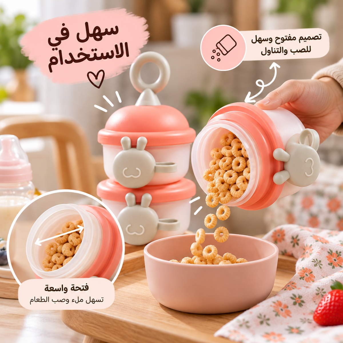 Bebek Multi-Layer Smart Container | 3-Tier Baby Formula ; Food Storage + Free Gift