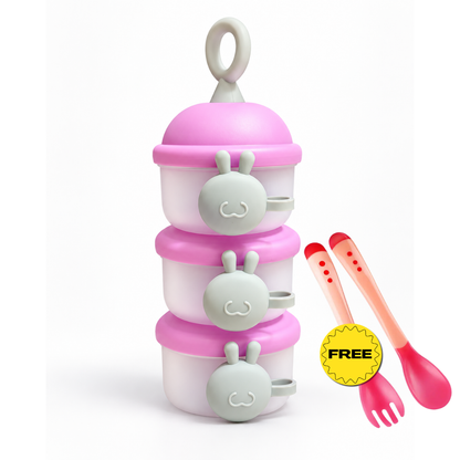 Bebek Multi-Layer Smart Container | 3-Tier Baby Formula ; Food Storage + Free Gift