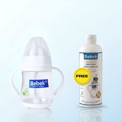 ببرونة الإحساس الطبيعي المضادة للمغص مع هدية مجانية - Bebek® Natural Feeling Anti-Colic Baby Bottle + Gift