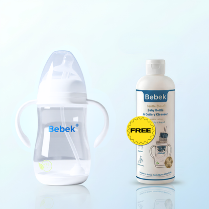 ببرونة الإحساس الطبيعي المضادة للمغص مع هدية مجانية - Bebek® Natural Feeling Anti-Colic Baby Bottle + Gift