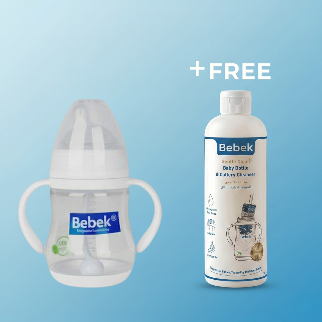 Bebek® Natural Feeling Anti-Colic Baby Bottle + Gift (Bebek Gentle Clean Bottle & Cutlery Cleanser (500ML)) Bebek Egypt